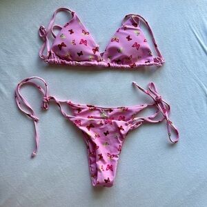 shein pink butterfly pattern bikini